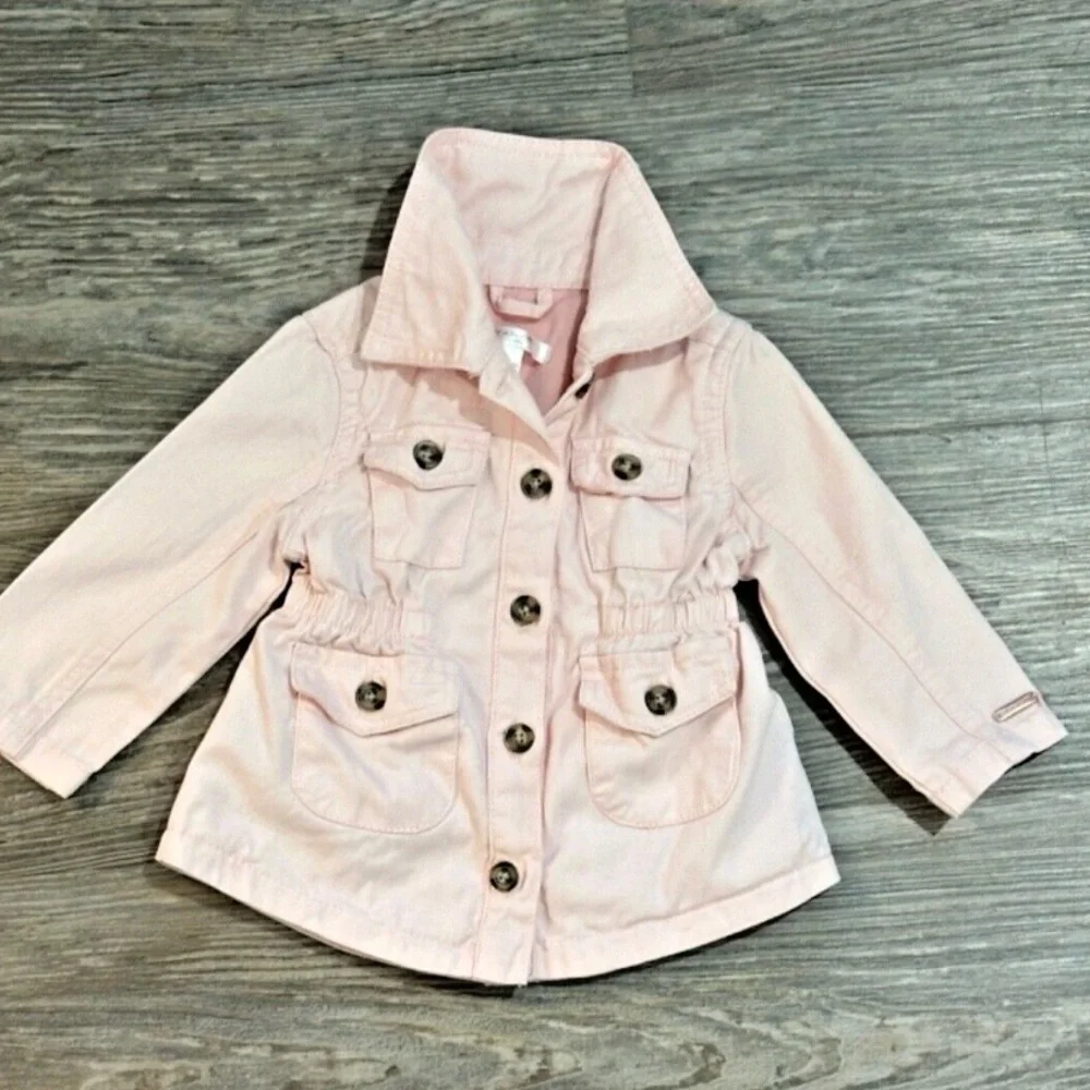 Tahari Baby Girl Pink Trench Coat Jacket 12M
